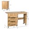 Home Sewing Craft Table Shelf Storage Cabinet Foldable Design W/Wheels Natural